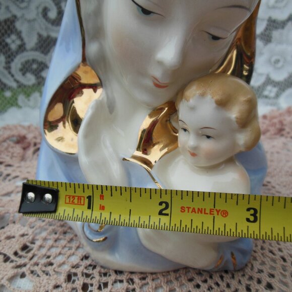 planter ceramic Madonna Mother Mary and Baby Jesus Made in Japan circa 1950s-60s - Picture 12 of 12